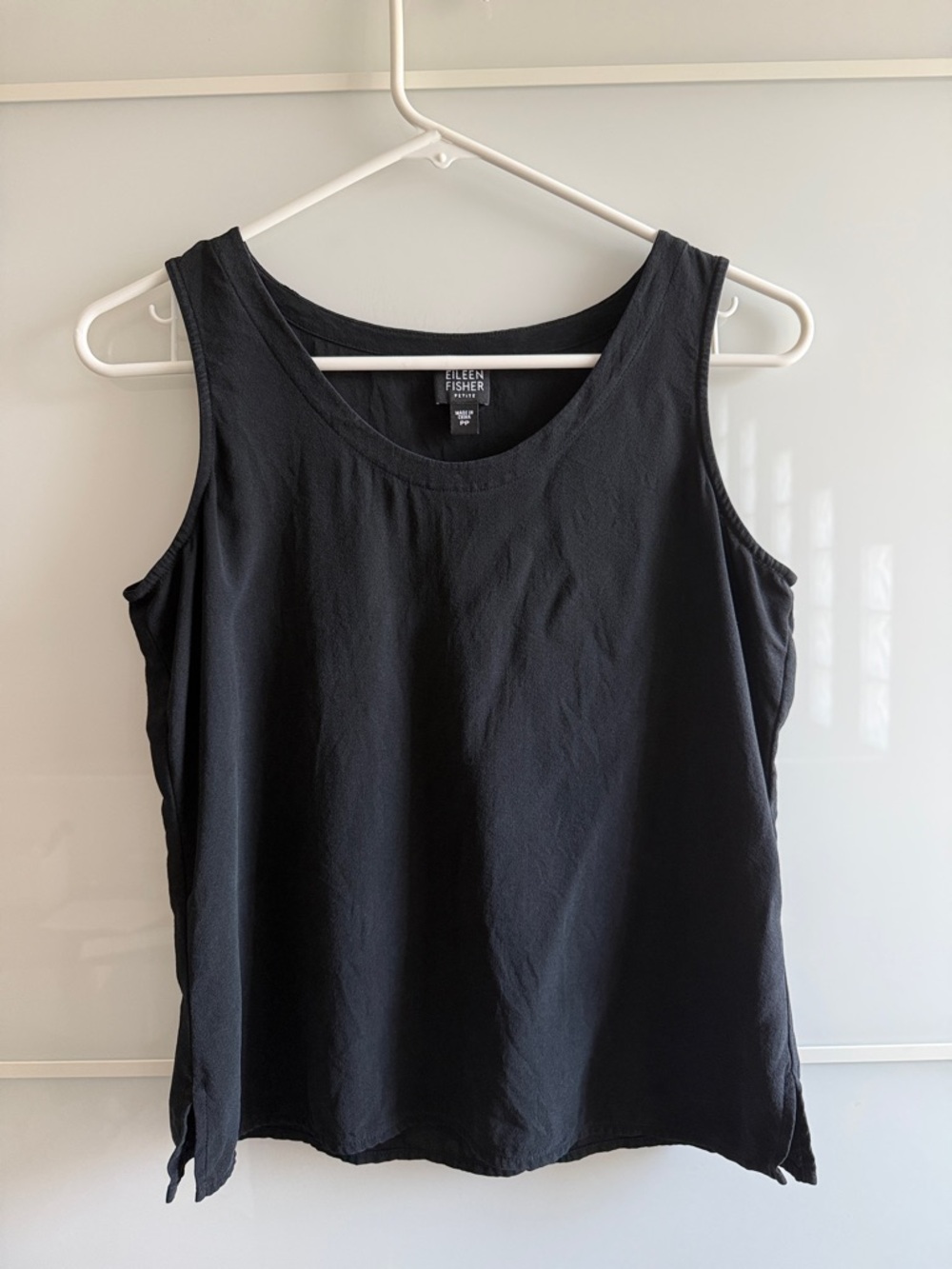 Eileen Fisher Petite Women's Black Silk Blouse Top